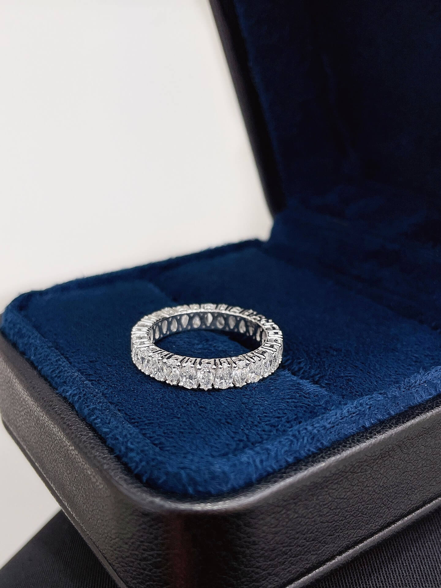 Pear cut lab grown diamond eternity ring