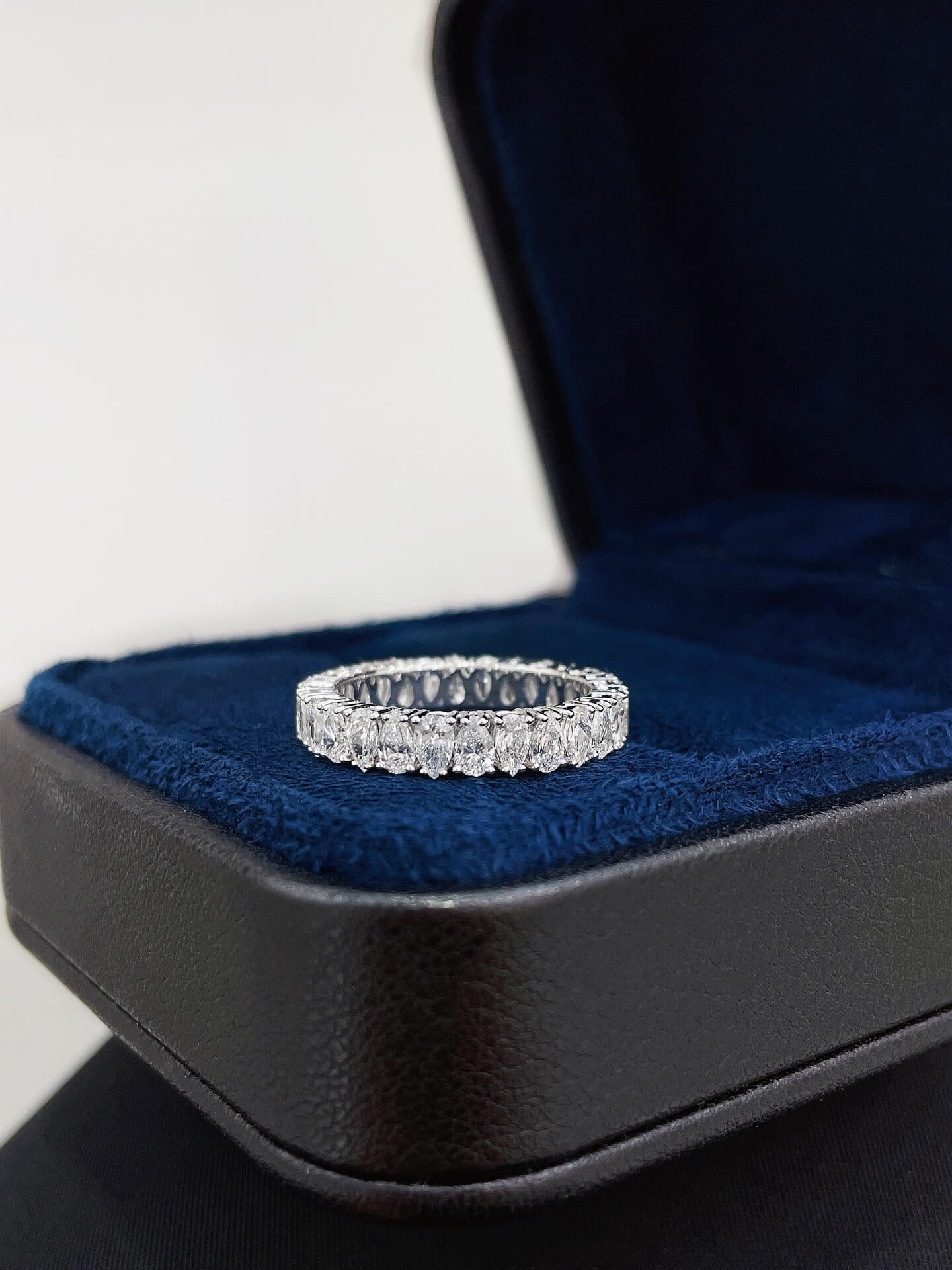Pear cut lab grown diamond eternity ring