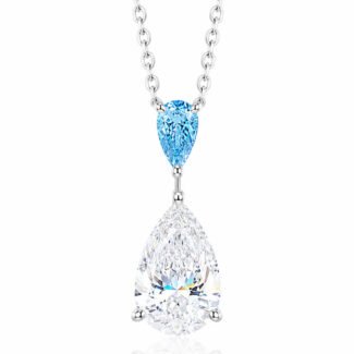 Pear cut lab grown diamond pendant necklace