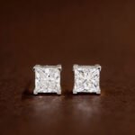 Princess cut lab grown diamond earrings stud