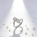 Round and pear cut lab grown diamond engagement ring