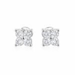 Round cut four-leaf clover lab grown diamond earrings stud