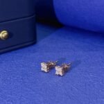Round cut four-leaf clover lab grown diamond earrings stud