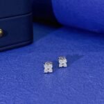 Round cut four-leaf clover lab grown diamond earrings stud