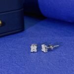 Round cut four-leaf clover lab grown diamond earrings stud