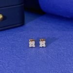 Round cut four-leaf clover lab grown diamond earrings stud