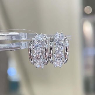 Round cut lab grown diamond hoop earrings