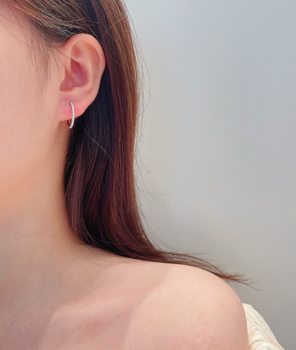 Round cut lab grown diamond huggie hoop earrings