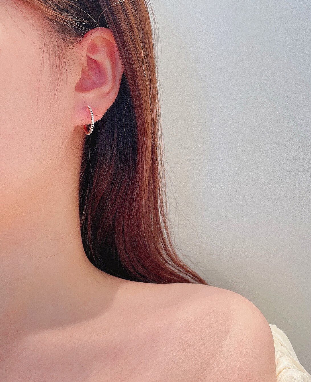 Round cut lab grown diamond huggie hoop earrings