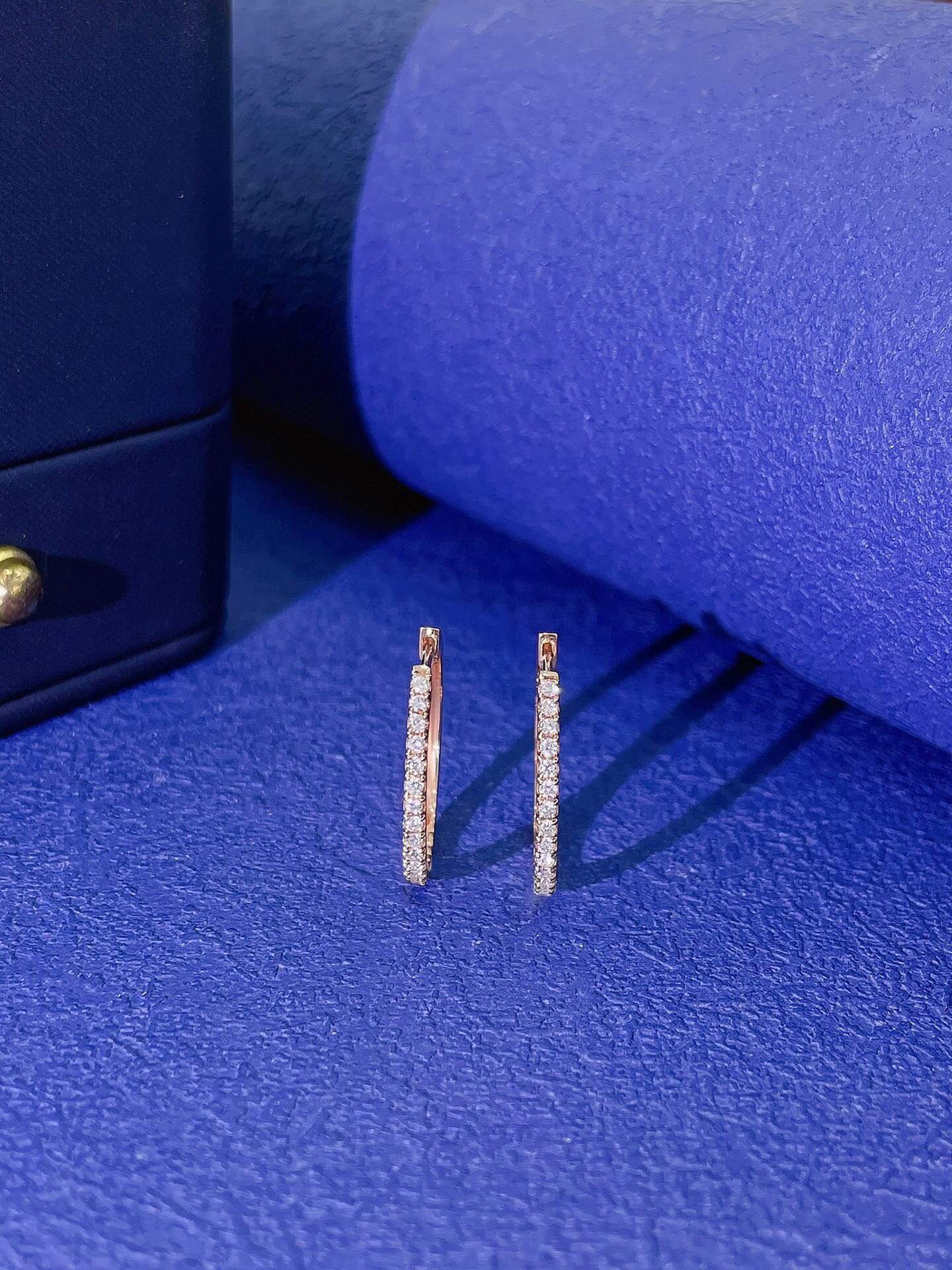 Round cut lab grown diamond huggie hoop earrings