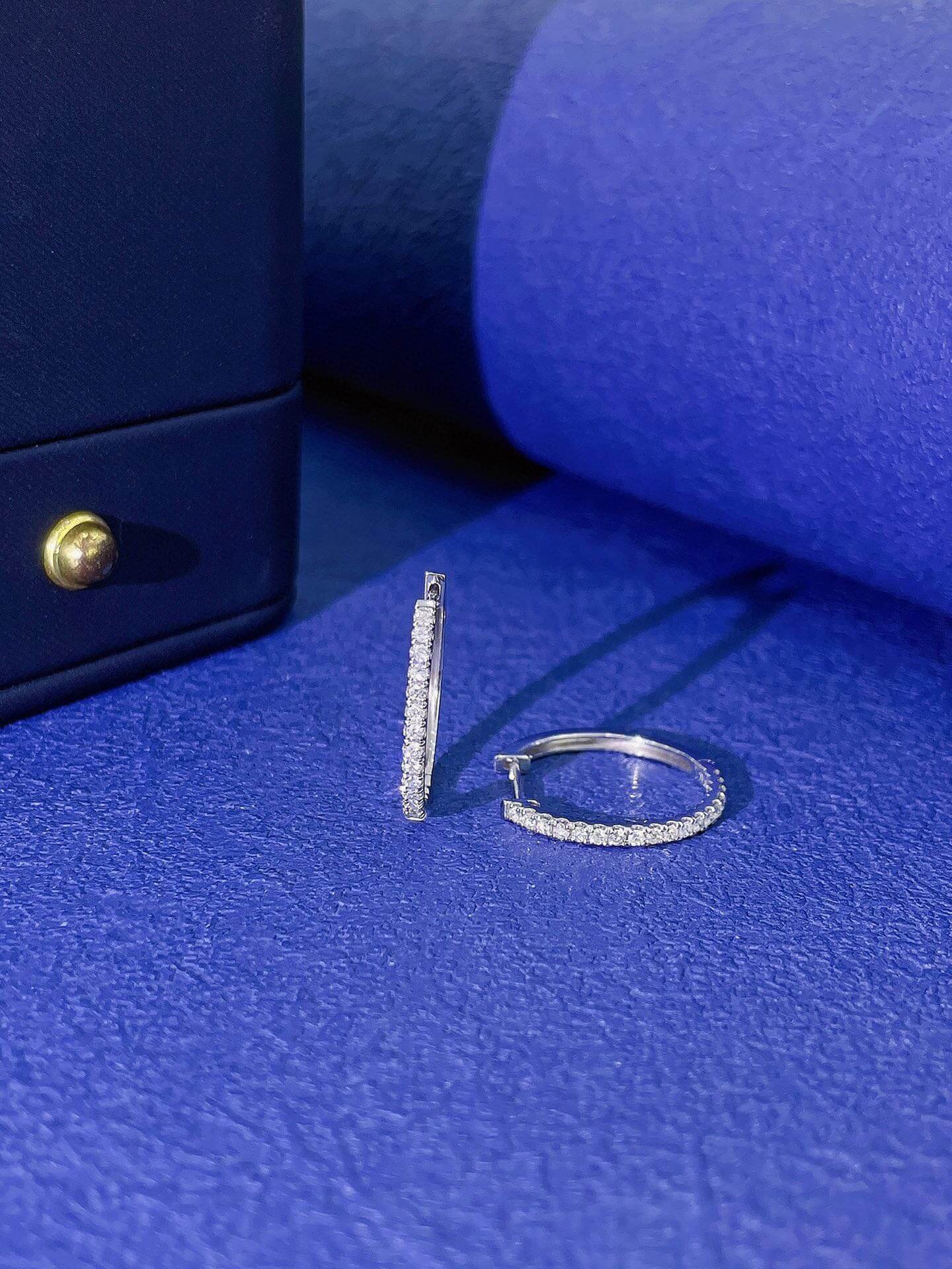 Round cut lab grown diamond huggie hoop earrings