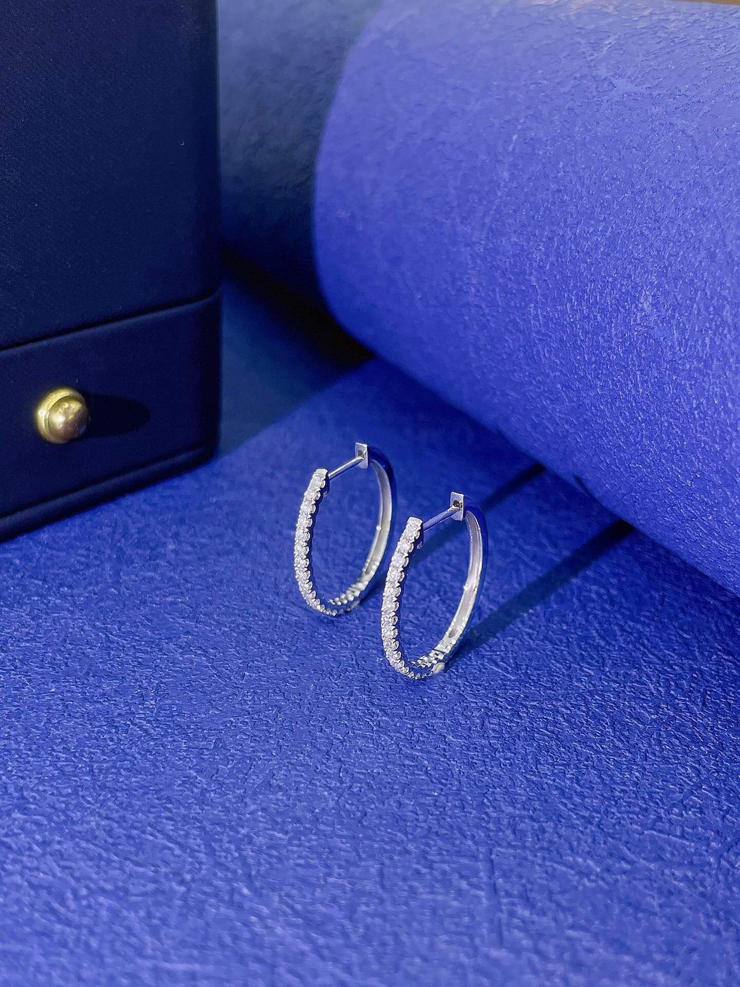 Round cut lab grown diamond huggie hoop earrings