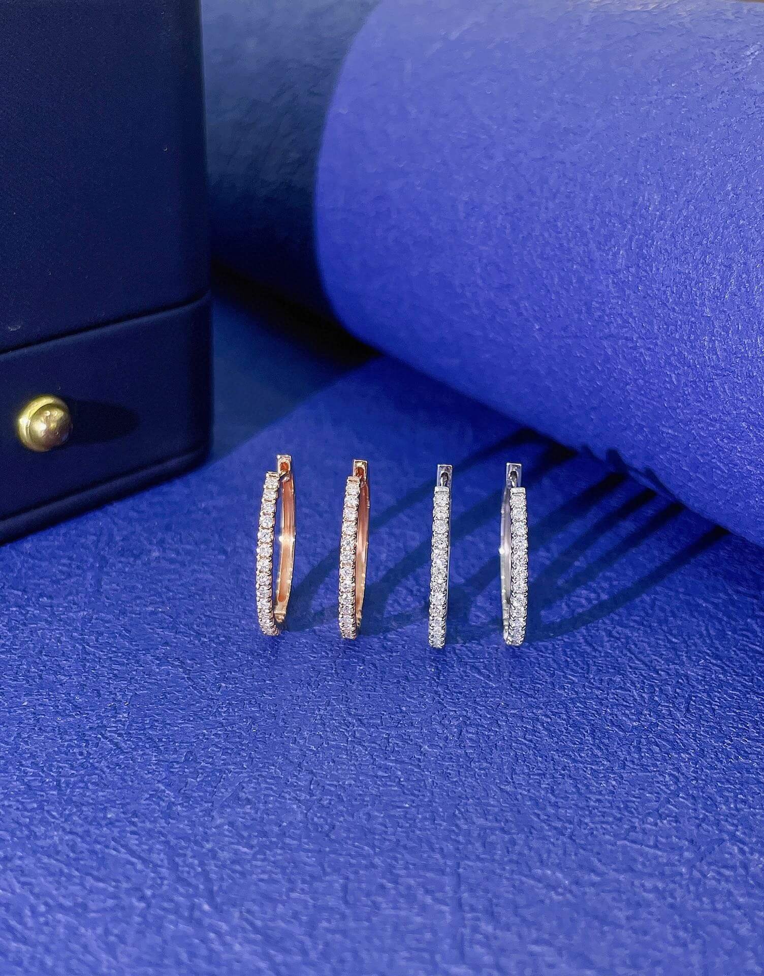 Round cut lab grown diamond huggie hoop earrings
