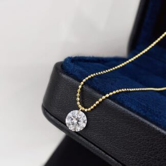 Round cut lab grown diamond pendant necklace