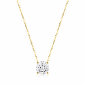 Round cut lab grown diamond pendant necklace