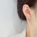 Round lab grown diamond starry sky surround earrings stud
