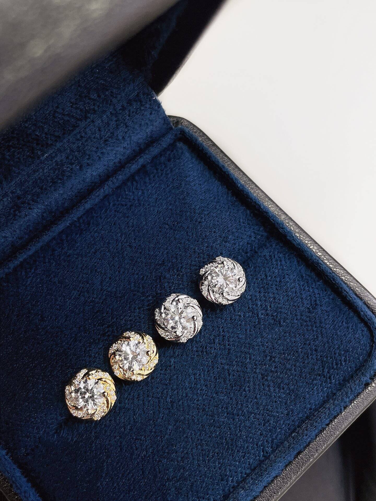 Round lab grown diamond starry sky surround earrings stud