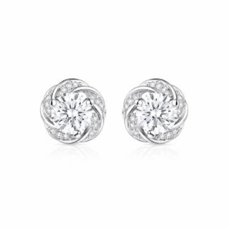 Round lab grown diamond starry sky surround earrings stud