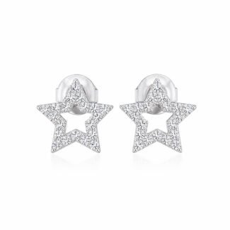 Star shaped lab grown diamond earrings stud