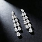 Tassel design pear cut lab grown diamond earrings stud