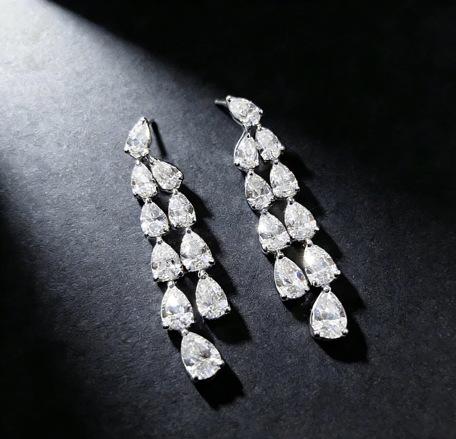 Tassel design pear cut lab grown diamond earrings stud