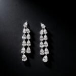 Tassel design pear cut lab grown diamond earrings stud