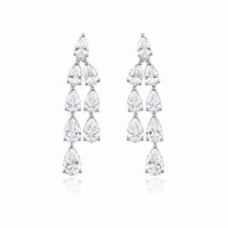 Tassel design pear cut lab grown diamond earrings stud