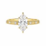 Vintage style marquise cut lab grown diamond engagement ring