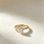 Vintage style marquise cut lab grown diamond engagement ring
