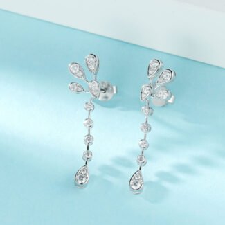 Water drop peacock lab grown diamond bubble earrings stud