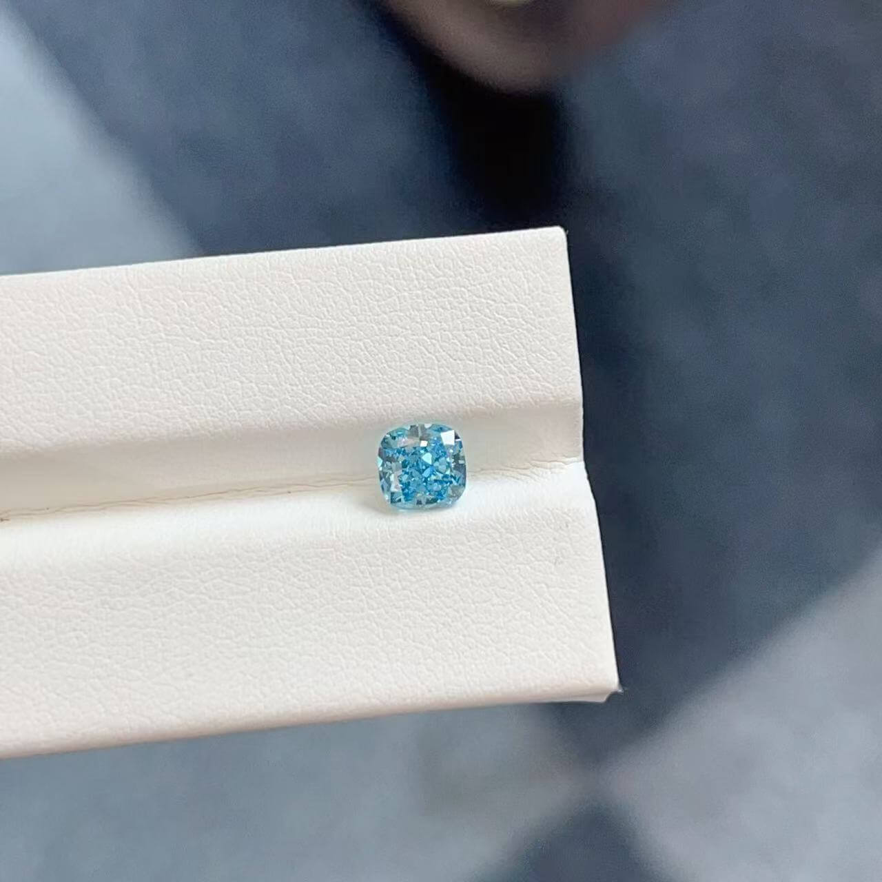 1.01ct cushion cut fancy vivid blue lab grown diamond
