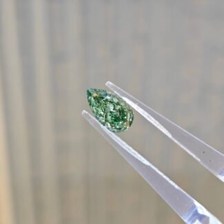 1.01ct pear cut fancy intense green lab grown diamond