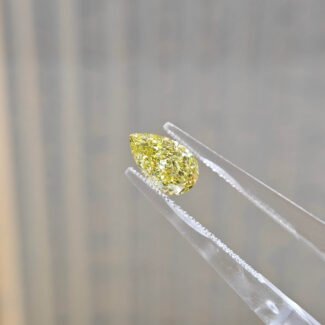 1.05ct pear cut fancy intense yellow lab grown diamond