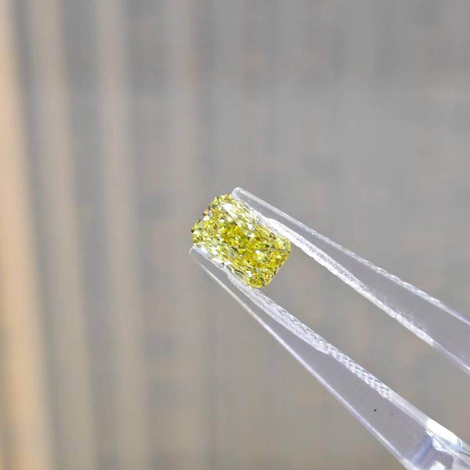 1.06ct radiant cut fancy intense yellow lab grown diamond