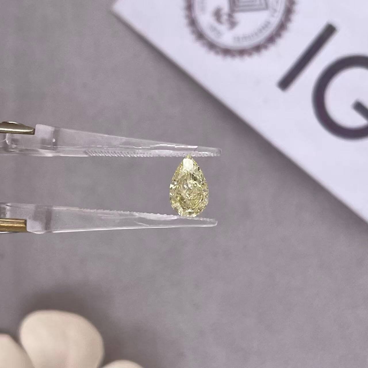 1.09ct pear cut fancy yellow lab grown diamond