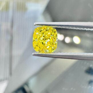 1.10ct cushion cut fancy vivid yellow lab grown diamond