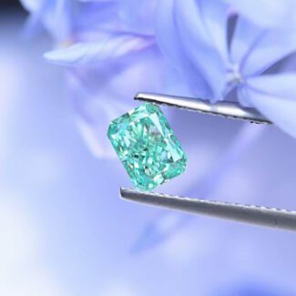1.15ct radiant cut fancy vivid green lab grown diamond