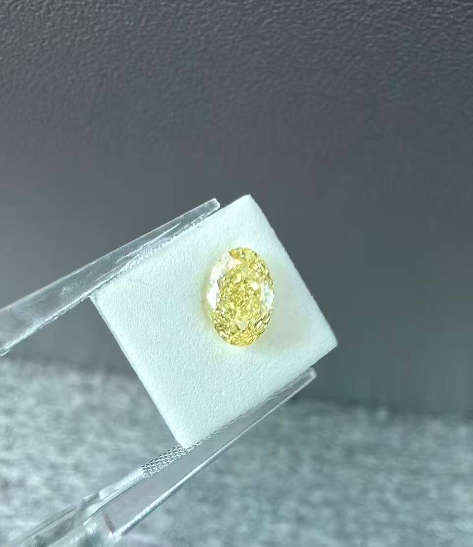 1.52ct oval cut fancy intense yellow lab grown diamond