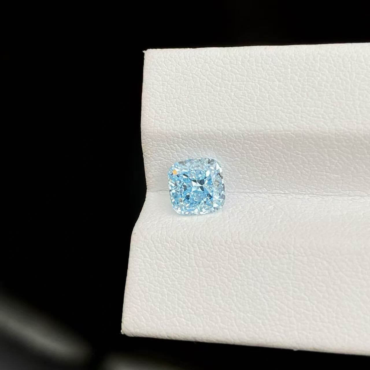 1.53ct cushion cut fancy blue lab grown diamond