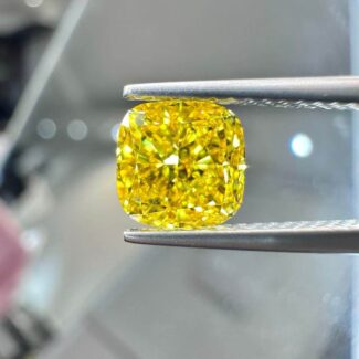 1.53ct cushion cut fancy vivid yellow lab grown diamond