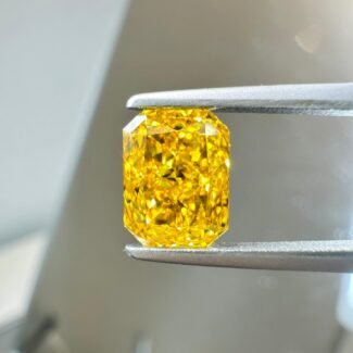 1.54ct radiant cut fancy vivid yellow lab grown diamond