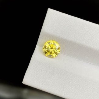 1.56ct round cut fancy vivid yellow lab grown diamond