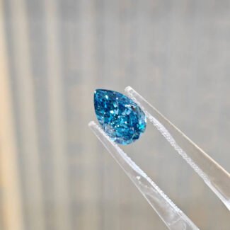 1.58ct pear cut fancy intense blue lab grown diamond