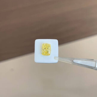 1.68ct cushion cut fancy intense yellow lab grown diamond