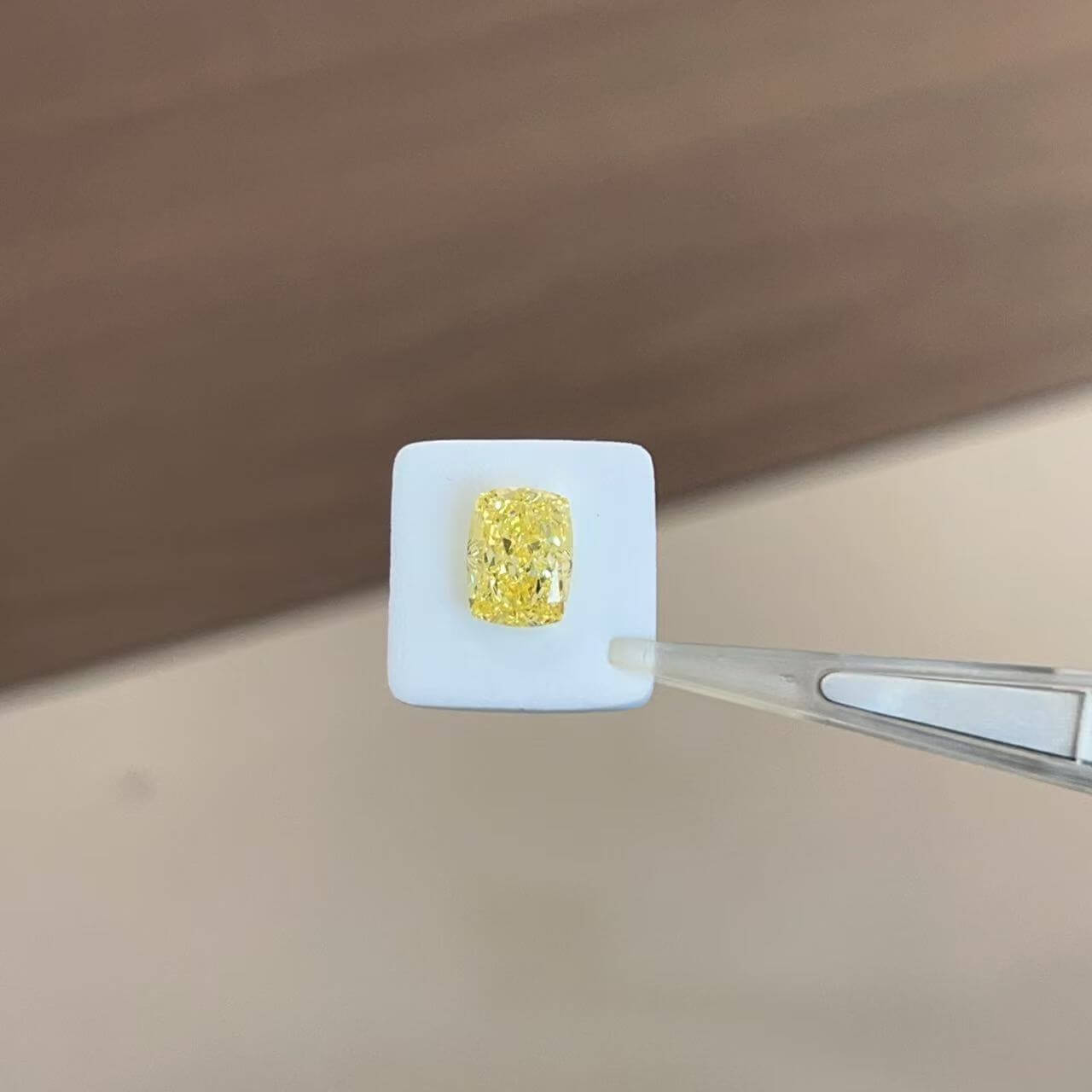 1.68ct cushion cut fancy intense yellow lab grown diamond