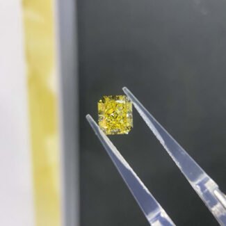 1.69ct radiant cut fancy intense yellow lab grown diamond