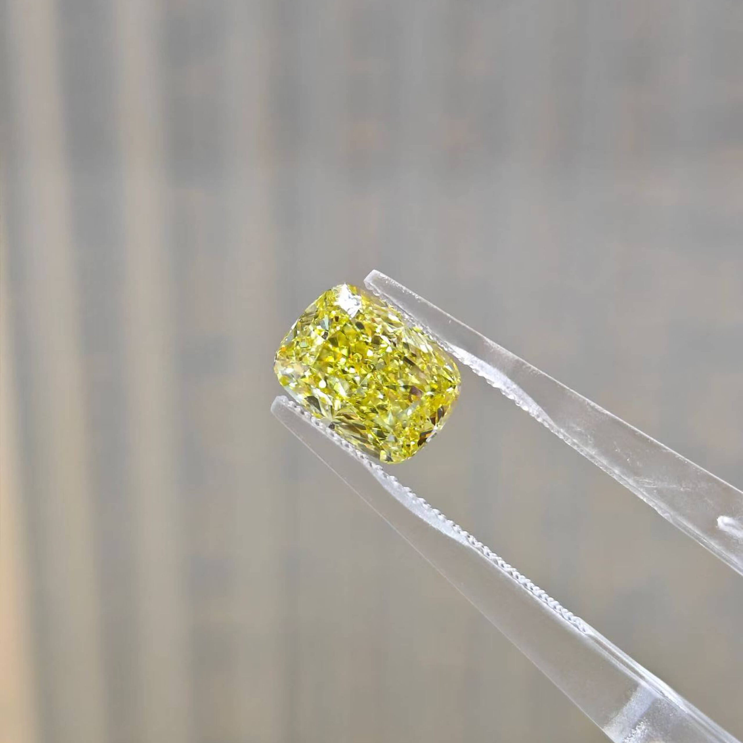 2.01ct cushion cut fancy vivid yellow lab grown diamond