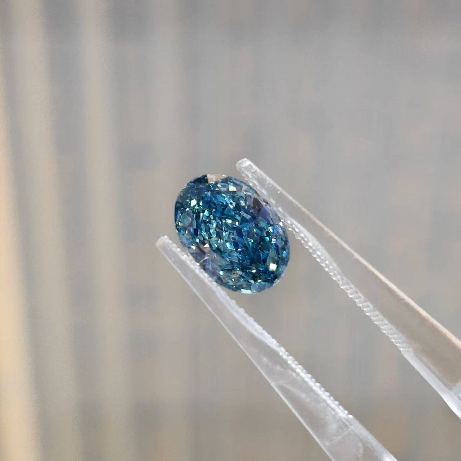 2.01ct oval cut fancy intense blue lab grown diamond