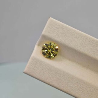 2.01ct round cut fancy intense yellow lab grown diamond