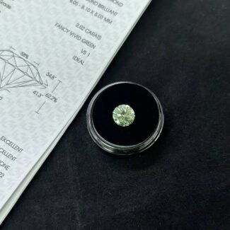2.02ct round cut fancy vivid green lab grown diamond